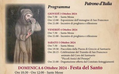 Greccio 2024 – Festa in onore di San Francesco D’Assisi – Patrono d’Italia